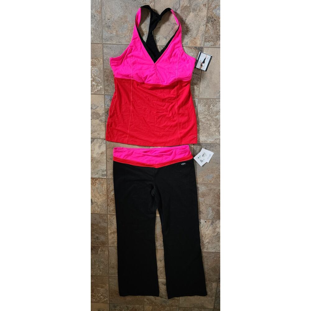 Victoria’s Secret VSX Sexy Sport Tank Top & pants Size Lg Regular Hot Pink Black